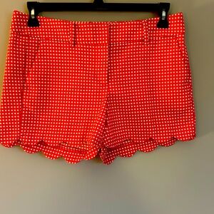 Ann Taylor Factory Polka Dot Shorts Pink and White Scalloped Hem Size 2P